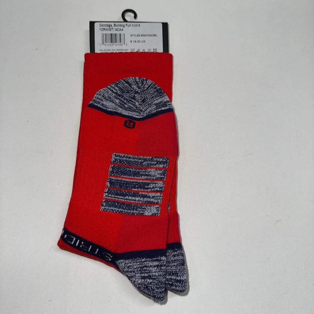 Gonzaga Bulldogs ZAGS University Lot of 2‎ STRIDELINE Crew Socks M/L NEW